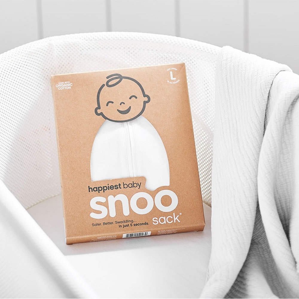 SNOO Sack by Happiest Baby White Organic Cotton Sleep Swaddle - Size Large